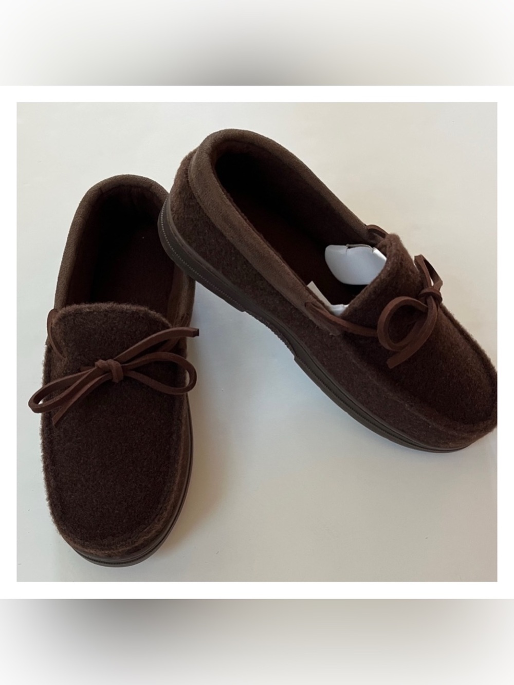 Wayland Square Deluxe Memory Foam Moccasin Slippers Brown Lace-Up Men’s Size 6/7